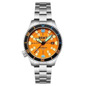 NWT Authentic Rgmt Recon Diver Automatic Orange Dial Men's Watch